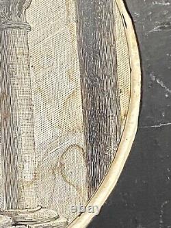 Antique Hand Engraved Wood Printing Block Robed Girl w Flowers l9th Cent FRENCH