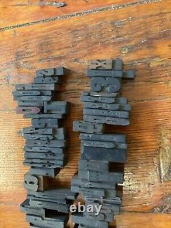 Antique Letterpress Printer WOOD TYPE Mix 90+ Piece Alphabet Numbers Symbols 2