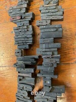 Antique Letterpress Printer WOOD TYPE Mix 90+ Piece Alphabet Numbers Symbols 2