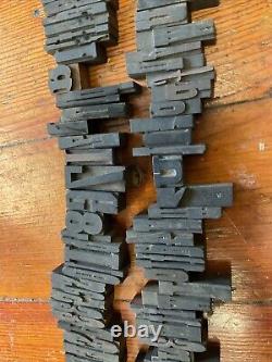 Antique Letterpress Printer WOOD TYPE Mix 90+ Piece Alphabet Numbers Symbols 2