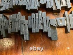 Antique Letterpress Printer WOOD TYPE Mix 90+ Piece Alphabet Numbers Symbols 2