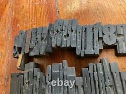 Antique Letterpress Printer WOOD TYPE Mix 90+ Piece Alphabet Numbers Symbols 2