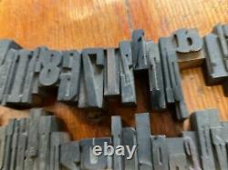 Antique Letterpress Printer WOOD TYPE Mix 90+ Piece Alphabet Numbers Symbols 2