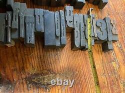 Antique Letterpress Printer WOOD TYPE Mix 90+ Piece Alphabet Numbers Symbols 2