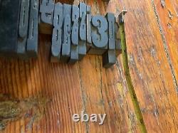 Antique Letterpress Printer WOOD TYPE Mix 90+ Piece Alphabet Numbers Symbols 2