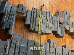 Antique Letterpress Printer WOOD TYPE Mix 90+ Piece Alphabet Numbers Symbols 2