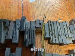 Antique Letterpress Printer WOOD TYPE Mix 90+ Piece Alphabet Numbers Symbols 2