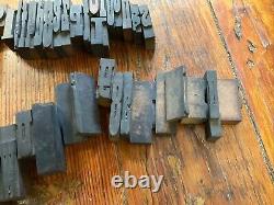 Antique Letterpress Printer WOOD TYPE Mix 90+ Piece Alphabet Numbers Symbols 2