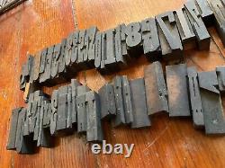 Antique Letterpress Printer WOOD TYPE Mix 90+ Piece Alphabet Numbers Symbols 2