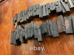 Antique Letterpress Printer WOOD TYPE Mix 90+ Piece Alphabet Numbers Symbols 2