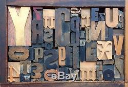 Antique Letterpress Printers WOOD TYPE Mix 49 Pieces