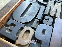Antique Letterpress Printers WOOD TYPE Mix 52 Pieces with Full Alphabet