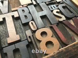 Antique Letterpress Printers WOOD TYPE Mix 53 Pieces with Full Alphabet