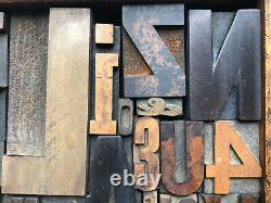 Antique Letterpress Printers WOOD TYPE Mix 55 Pieces with Full Alphabet & numbers