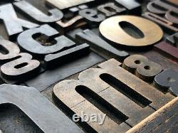 Antique Letterpress Printers WOOD TYPE Mix 55 Pieces with Full Alphabet & numbers