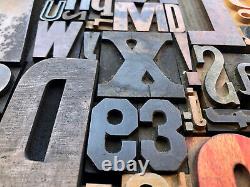 Antique Letterpress Printers WOOD TYPE Mix 72 Pieces with Full Alphabet & numbers