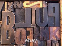 Antique Letterpress Printing WOOD TYPE 48 Pieces Mix Full Alphabet & Numbers 0-9