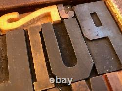 Antique Letterpress Printing WOOD TYPE 48 Pieces Mix Full Alphabet & Numbers 0-9