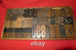 Antique Printing Letterpress Printers Block Wood Type Numbers w box