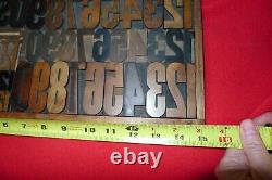 Antique Printing Letterpress Printers Block Wood Type Numbers w box