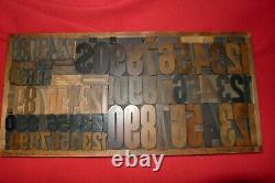 Antique Printing Letterpress Printers Block Wood Type Numbers w box