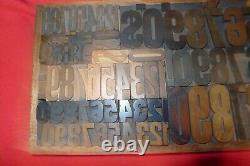 Antique Printing Letterpress Printers Block Wood Type Numbers w box