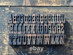 Antique VTG American Type Ornate Fancy Wood Letterpress Print Type Letter Set