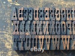 Antique VTG American Type Ornate Fancy Wood Letterpress Print Type Letter Set