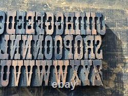 Antique VTG American Type Ornate Fancy Wood Letterpress Print Type Letter Set