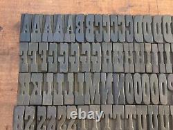 Antique VTG Clarendon Wood Letterpress Print Type Block A-Z Letters Alphabet Set