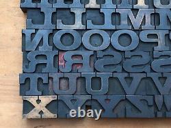 Antique VTG Vanderburgh Wells Wood Letterpress Print Type Block A-Z Letter Set