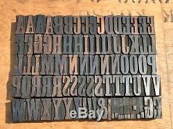 Antique VTG Vanderburgh & Wells Wood Letterpress Print Type Block A-Z Letter Set