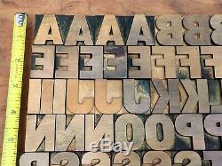 Antique VTG Wood Letterpress Print Type Block A-Z Letters Alphabet Complete Set