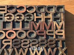 Antique VTG Wood Letterpress Print Type Block A-Z Letters Alphabet #s Comp. Set
