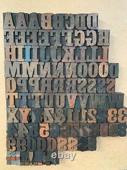 Antique VTG Wood Letterpress Print Type Block A-Z Letters Numbers Comp Set 101pc
