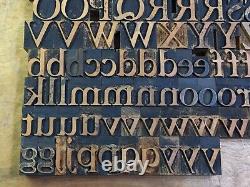 Antique VTG Wood Letterpress Print Type Block A-Z Letters Set