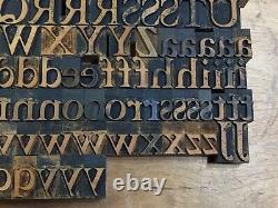 Antique VTG Wood Letterpress Print Type Block A-Z Letters Set