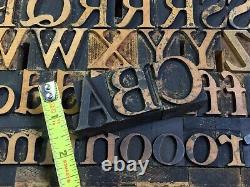 Antique VTG Wood Letterpress Print Type Block A-Z Letters Set