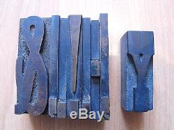 Antique Wood 2 1/2 Inch Printing Press Type Set Letter Alphabet Font Block Lot