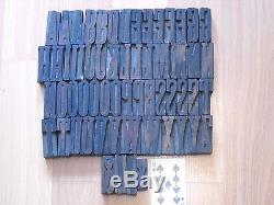 Antique Wood 2 1/2 Inch Printing Press Type Set Letter Alphabet Font Block Lot