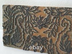 Antique Wood Hand Carved Textile Printing Fabric Block Stamp Primitive American