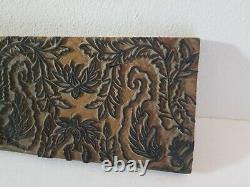 Antique Wood Hand Carved Textile Printing Fabric Block Stamp Primitive American