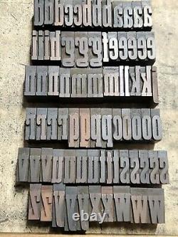 Antique Wood Letterpress Print Type Block Letters, Numbers, Punctuation 1 lotF