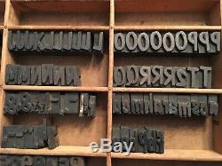 Antique Wood Letterpress Printing Press Type Block Letters Typeset Blocks 120 pc