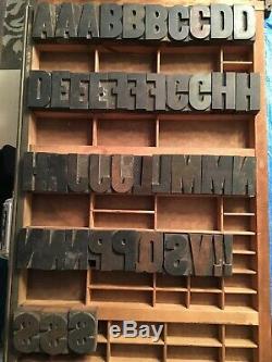 Antique Wood Letterpress Printing Press Type Block Letters Typeset Blocks 45 pc