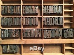 Antique Wood Letterpress Printing Press Type Block Letters Typeset Blocks 66 pc
