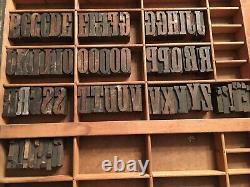 Antique Wood Letterpress Printing Press Type Block Letters Typeset Blocks 66 pc