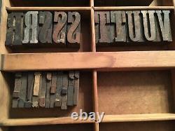 Antique Wood Letterpress Printing Press Type Block Letters Typeset Blocks 66 pc