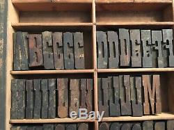 Antique Wood Letterpress Printing Press Type Block Letters Typeset Blocks 81 pc