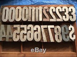 Antique Wood Letterpress Printing Press Type Block Letters Typeset Numbers 24 pc